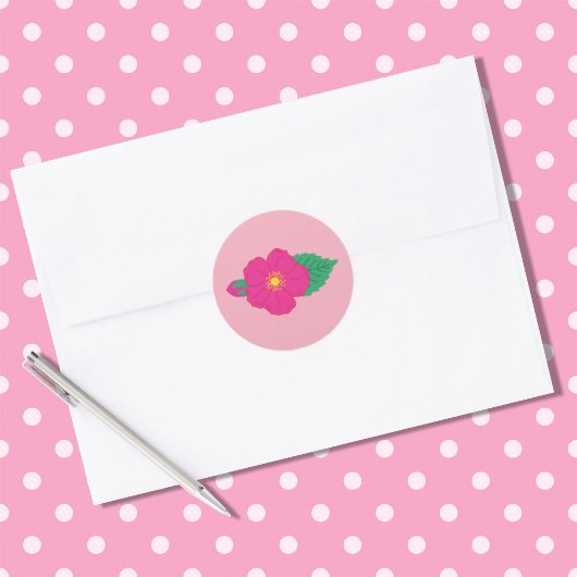 Sticker Rond Rose Florale Rose