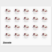Sticker Rond Rose florale rouge Bourgogne Fleurs de teint rosé (Feuille)