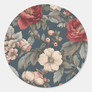 Sticker Rond Rose Florale sur Épinette