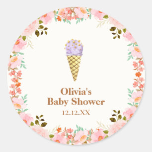 Sticker Rond Rose Flower Garden Scoop Baby shower de glace crèm
