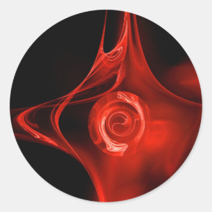 Sticker Rond ROSE FRACTAL, rouge, noir