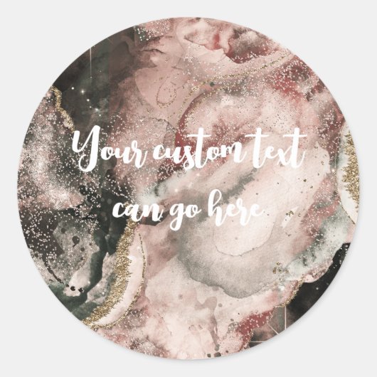 Sticker Rond Rose Fumé Cosmique Aquarelle Or Céleste (Devant)