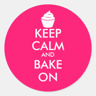 Sticker Rond Rose garder calme et faire cuire sur les autocolla