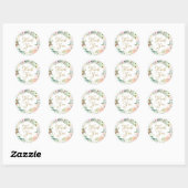 Sticker Rond Rose Garland Gold Script Merci (Feuille)