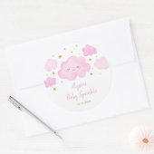 Sticker Rond Rose Girl Cloud Stars Baby Sprinkl (Enveloppe)