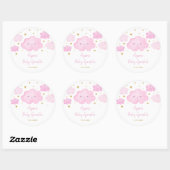 Sticker Rond Rose Girl Cloud Stars Baby Sprinkl (Feuille)