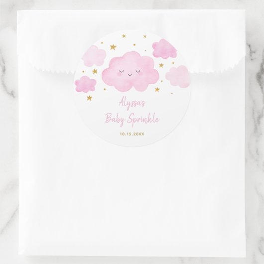 Sticker Rond Rose Girl Cloud Stars Baby Sprinkl (Sac)