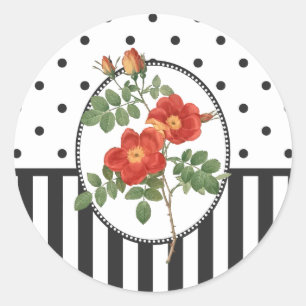 Sticker Rond Rose Girly de rose de cottage vintage botanique