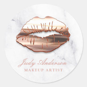 Sticker Rond Rose Gold 3D Lips Marbre Look maquillage Artiste
