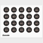Sticker Rond Rose Gold 40e anniversaire Merci Confetti Noir (Feuille)