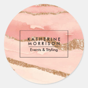 Sticker Rond Rose Gold Abstrait et Golden Parties scintillant