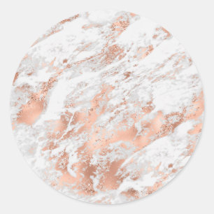 Sticker Rond Rose Gold Avec Marbre, Blank Modèle do-it-yourself