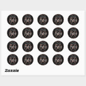 Sticker Rond Rose Gold Black 50e anniversaire Merci Confetti (Feuille)