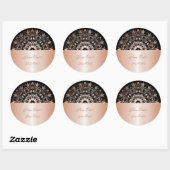 Sticker Rond Rose Gold Black Floral Mandala (Feuille)