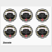 Sticker Rond Rose Gold Black Stripes Fête des mariées Merci (Feuille)