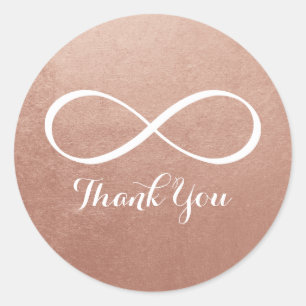Sticker Rond Rose Gold Blanc Symbole d'Infini Merci