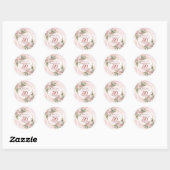 Sticker Rond Rose Gold Blush Floral Greenery 50th Birthday  (Feuille)