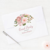 Sticker Rond Rose Gold & Blush Graduation Party Favoriser (Enveloppe)