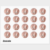 Sticker Rond Rose Gold - Blush Rose Pailleté Métal Monogramme N (Feuille)