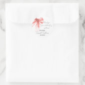 Sticker Rond Rose Gold Bow Coquette Script Merci Sweet 16 (Sac)