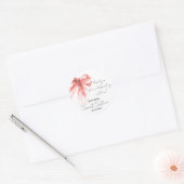Sticker Rond Rose Gold Bow Coquette Script Merci Sweet 16 (Enveloppe)