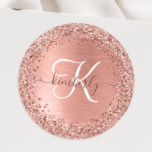 Sticker Rond Rose Gold brossé Parties scintillant métallique No