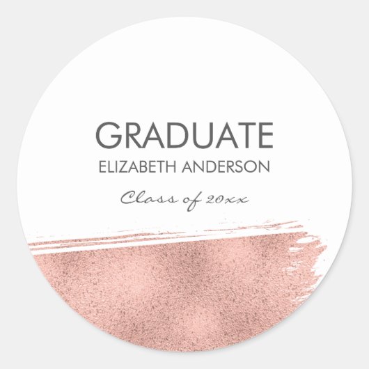 Sticker Rond Rose Gold Brushstroke Graduation (Devant)