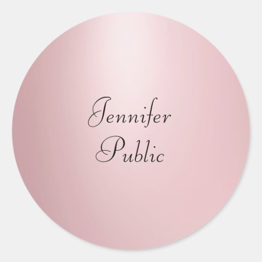 Sticker Rond Rose Gold Calligraphie Script Modèle élégant (Devant)
