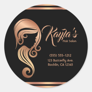 Sticker Rond Rose Gold Chic Fille Beauté Cheveux Maquillage Sal