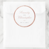 Sticker Rond Rose Gold Classic Élégance Script Mariage Faveurs (Sac)