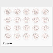 Sticker Rond Rose Gold Confetti Graduation 2024 (Feuille)
