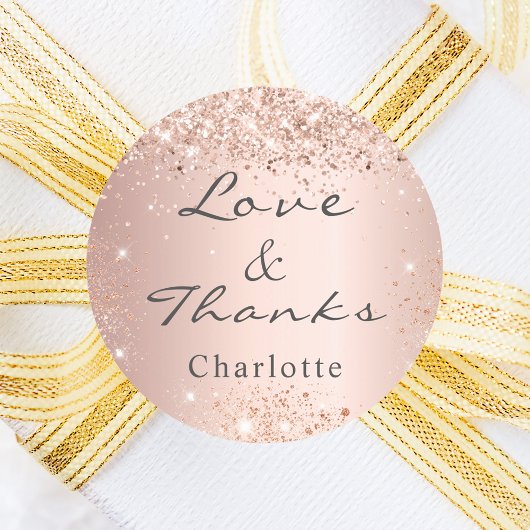 Sticker Rond Rose gold confetti merci