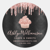 Sticker Rond Rose Gold Cupcake Parties scintillant Drives Baker (Devant)