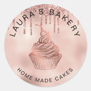 Sticker Rond Rose Gold Drives Cakes & Sweets Cupcake Accueil Bo