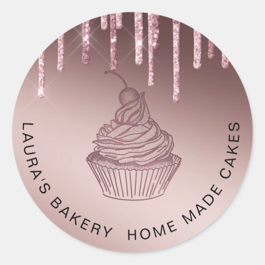 Sticker Rond Rose Gold Drives Cakes & Sweets Cupcake Accueil Bo (Devant)