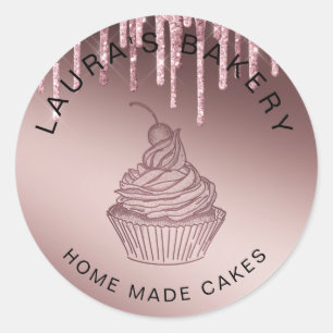 Sticker Rond Rose Gold Drives Cakes & Sweets Cupcake Accueil Bo