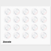 Sticker Rond Rose Gold Dusty Blue Greenery Mariage géométrique (Feuille)