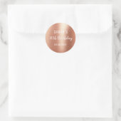 Sticker Rond Rose Gold Élégant avec Feuille pour 30e Anniversai (Sac)