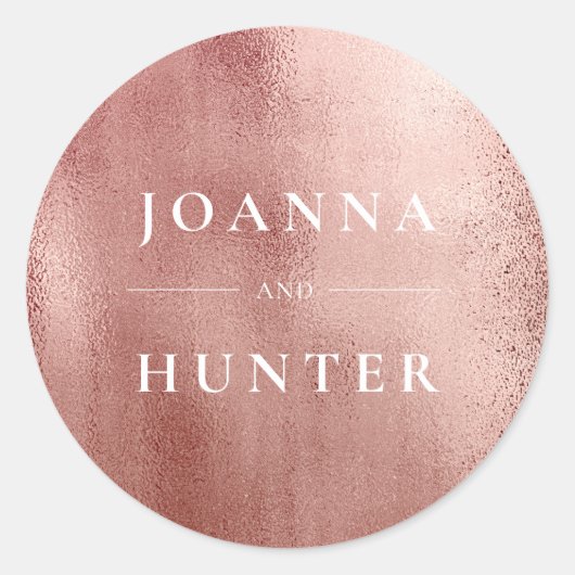 Sticker Rond Rose Gold Elegant Mariage de typographie (Devant)
