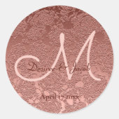 Sticker Rond Rose Gold Elegant Mariage Réception Monogramme (Devant)