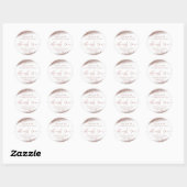 Sticker Rond Rose Gold Elegant Script Merci (Feuille)