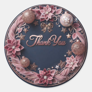 Sticker Rond Rose Gold Élégante & Rose Pâle Velours Floral Merc