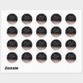 Sticker Rond Rose Gold et Black 50e anniversaire Merci Favor (Feuille)