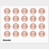 Sticker Rond Rose  Gold FAUX Parties scintillant Beurre Étiquet (Feuille)