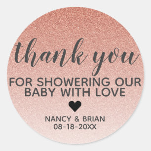 Sticker Rond Rose Gold Faux Parties scintillant fille Baby show