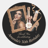 Sticker Rond Rose Gold Femmes Anniversaire Merci (Devant)