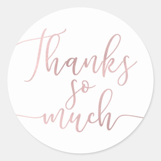 Sticker Rond Rose Gold Feuille Script Merci Merci Beaucoup (Devant)
