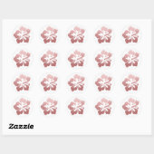 Sticker Rond Rose Gold Fleur d'Hibiscus Rose Hawaïen (Feuille)