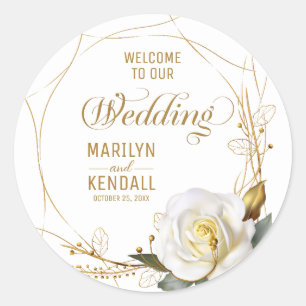Sticker Rond Rose Gold Floral Organique
