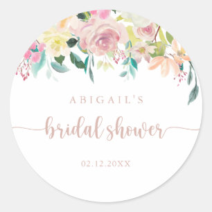 Sticker Rond Rose Gold Floral Printanier Favori de Mariage   